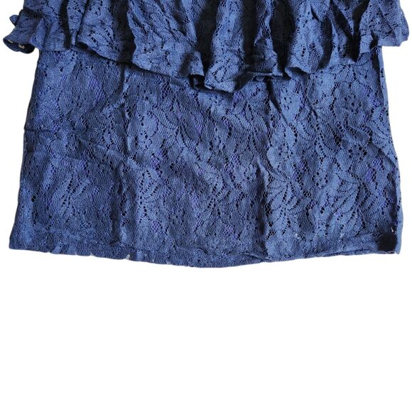Lucca Couture Navy Blue Lace Ruffle Peplum Mini Skirt Sz M - Picture 4 of 10